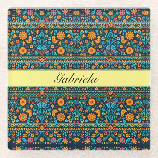Talavera-Garten, individuell Glasuntersetzer (Vorderseite)