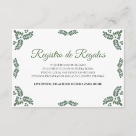 Talavera Green Floral Minimalist Spanish Wedding Begleitkarte