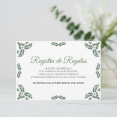 Talavera Green Floral Minimalist Spanish Wedding Begleitkarte (Stehend Vorderseite)