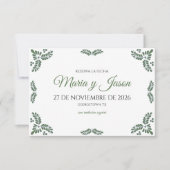Talavera Green Floral Minimalist Spanish Wedding Save The Date (Vorderseite)
