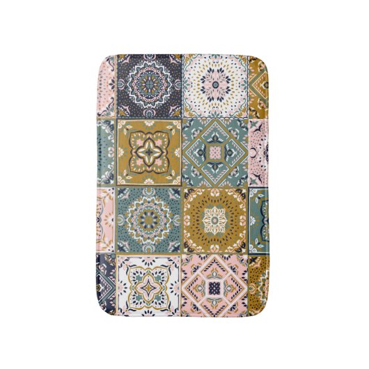 Talavera Indian: Patchwork, ethnisches Mosaik. Badematte (Vorderseite Vertikal)