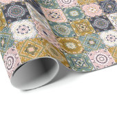 Talavera Indian: Patchwork, ethnisches Mosaik. Geschenkpapier (Rolleneckpunkt)