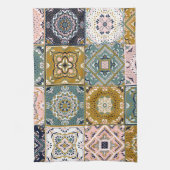 Talavera Indian: Patchwork, ethnisches Mosaik. Geschirrtuch (Vertikal)