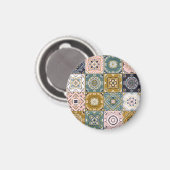 Talavera Indian: Patchwork, ethnisches Mosaik. Magnet (Vorderseite/Rückseite)