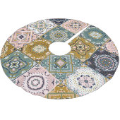 Talavera Indian: Patchwork, ethnisches Mosaik. Polyester Weihnachtsbaumdecke (Schrägansicht)