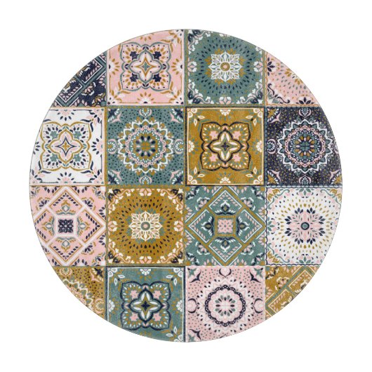 Talavera Indian: Patchwork, ethnisches Mosaik. Schneidebrett (Vorderseite)
