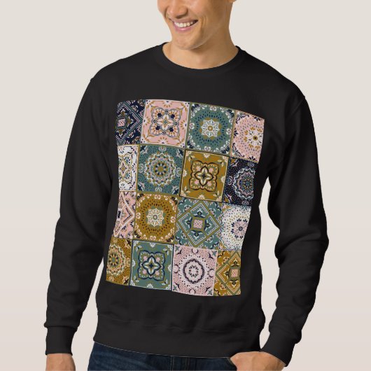 Talavera Indian: Patchwork, ethnisches Mosaik. Sweatshirt (Vorderseite)