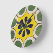 Talavera-Kacheln in grün und gelb Runde Wanduhr (Winkel)