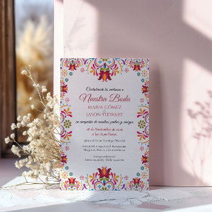 Talavera-Majolika-Bunte-Blumen-Hochzeit-spanisch Einladung