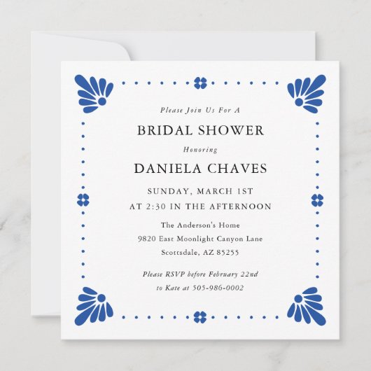 Talavera Mexican Bridal Shower Einladung (Vorderseite)