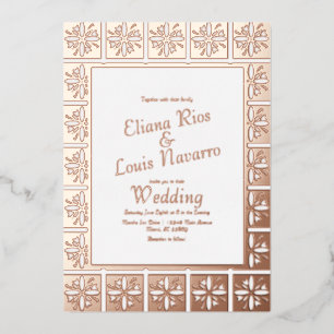 Talavera Mexican Spanish Gold Wedding gepresst  Folieneinladung