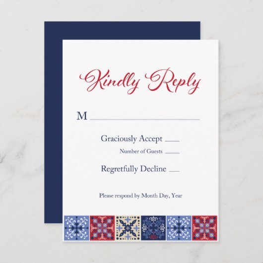 Talavera Mexican Tile RSVP Card (Vorne/Hinten)