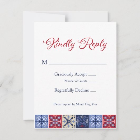 Talavera Mexican Tile RSVP Card Karte (Vorderseite)