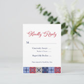Talavera Mexican Tile RSVP Card Karte (Stehend Vorderseite)