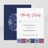 Talavera Mexican Tile RSVP Card Karte (Vorne/Hinten)