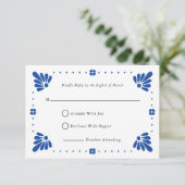 Talavera Mexican Wedding RSVP Card Karte (Stehend Vorderseite)