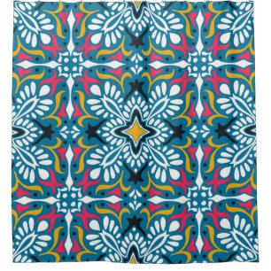 Talavera Mosaic: Multikulturelles Nahtloses Tapete Duschvorhang