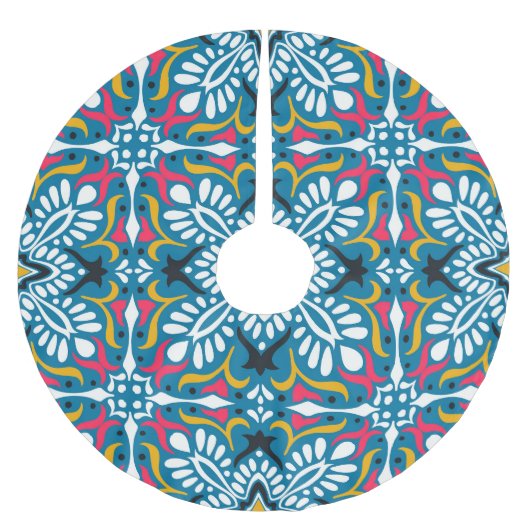 Talavera Mosaic: Multikulturelles Nahtloses Tapete Polyester Weihnachtsbaumdecke (Vorderseite)