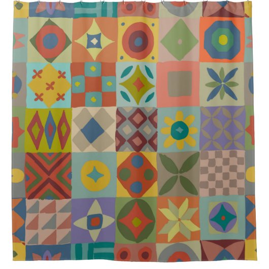 Talavera-Muster. Indisches Flickwerk. Türkischer N Duschvorhang (Vorderseite)