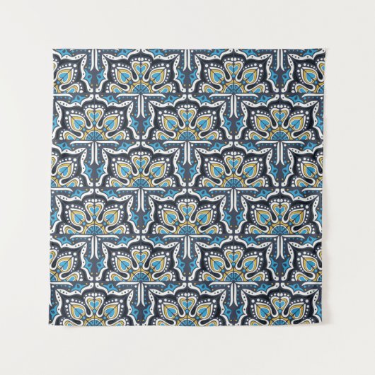 Talavera-Muster. Indisches Patchwork. Azulejos por Wandteppich (Vorderseite)