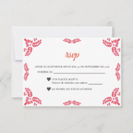 Talavera Orange Floral Minimalist Spanish Wedding RSVP Karte