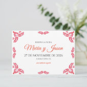 Talavera Orange Floral Minimalist Spanish Wedding Save The Date (Stehend Vorderseite)