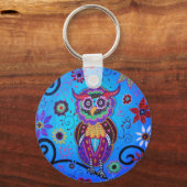 Talavera Owl Mexican Painting Schlüsselanhänger (Vorderseite)