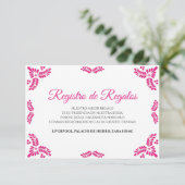 Talavera Pink Floral Minimalist Spanish Wedding Begleitkarte (Stehend Vorderseite)