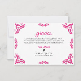 Talavera Pink Floral Minimalist Spanish Wedding Dankeskarte