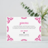 Talavera Pink Floral Minimalist Spanish Wedding Dankeskarte (Stehend Vorderseite)