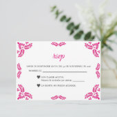 Talavera Pink Floral Minimalist Spanish Wedding RSVP Karte (Stehend Vorderseite)