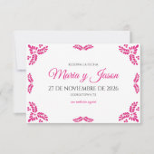 Talavera Pink Floral Minimalist Spanish Wedding Save The Date (Vorderseite)