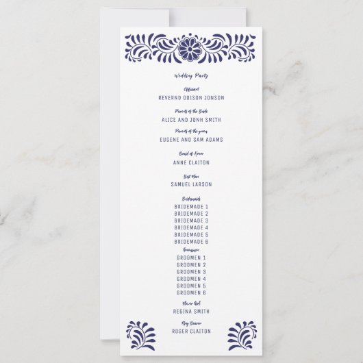 TALAVERA-PROGRAMM "BLAUE MEXIKAN" (Rückseite)