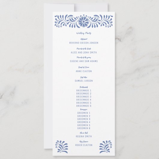 TALAVERA-PROGRAMM "BLAUE MEXIKAN" (Rückseite)