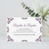 Talavera Purple Floral Minimalist Spanish Wedding Begleitkarte (Stehend Vorderseite)