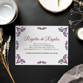 Talavera Purple Floral Minimalist Spanish Wedding Begleitkarte