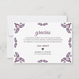 Talavera Purple Floral Minimalist Spanish Wedding Dankeskarte
