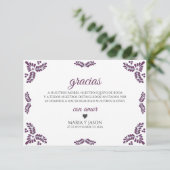 Talavera Purple Floral Minimalist Spanish Wedding Dankeskarte (Stehend Vorderseite)