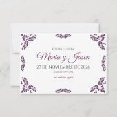 Talavera Purple Floral Minimalist Spanish Wedding Save The Date (Vorderseite)