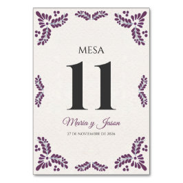 Talavera Purple Floral Minimalist Spanish Wedding Tischnummer