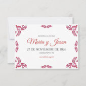 Talavera Red Floral Minimalist Spanish Wedding Save The Date (Vorderseite)