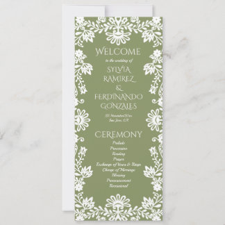 Talavera sage green Mexican wedding program