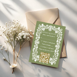 Talavera sage green Mexican wedding RSVP Karte