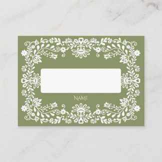 Talavera Salbei grüne mexikanische Hochzeit Platzkarte