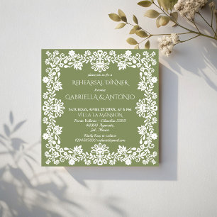 Talavera Salbei grüne mexikanische Hochzeitsprobe Einladung