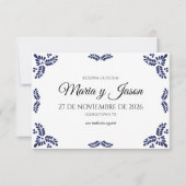 Talavera Schwarz Blumig Minimalistisch Spanische H Save The Date (Vorderseite)