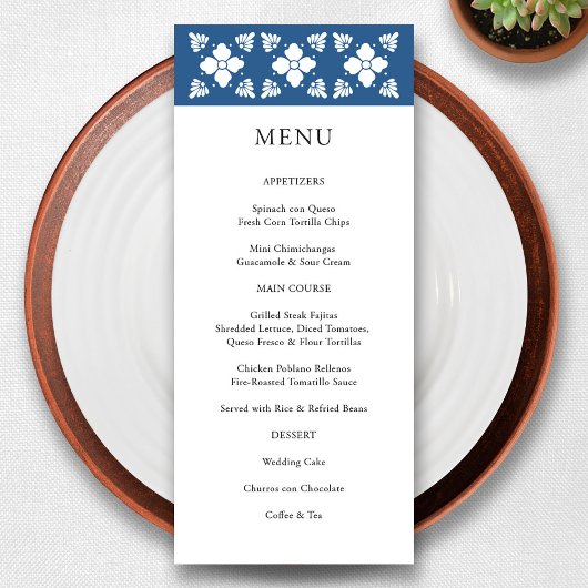 Talavera Style Mexican Wedding Menu Card Menükarte