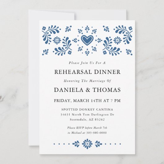 Talavera Style mexikanische Probe Dinner Einladung (Vorderseite)