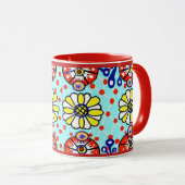 Talavera Tasse - Cinco de Mayo - Blume (VorderseiteRechts)