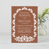 Talavera terracotta boho arch Mexikanische Hochzei Einladung (Stehend Vorderseite)